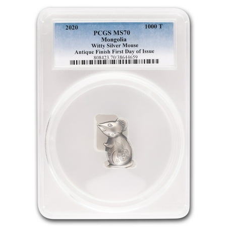 2020 Mongolia 1 oz Silver Antique Lunar Witty Mouse MS-70 PCGS