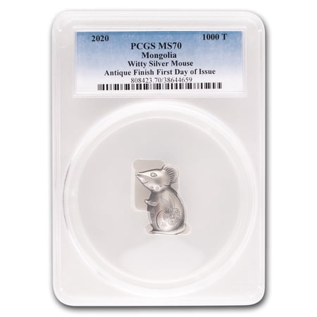 2020 Mongolia 1 oz Silver Antique Lunar Witty Mouse MS-70 PCGS