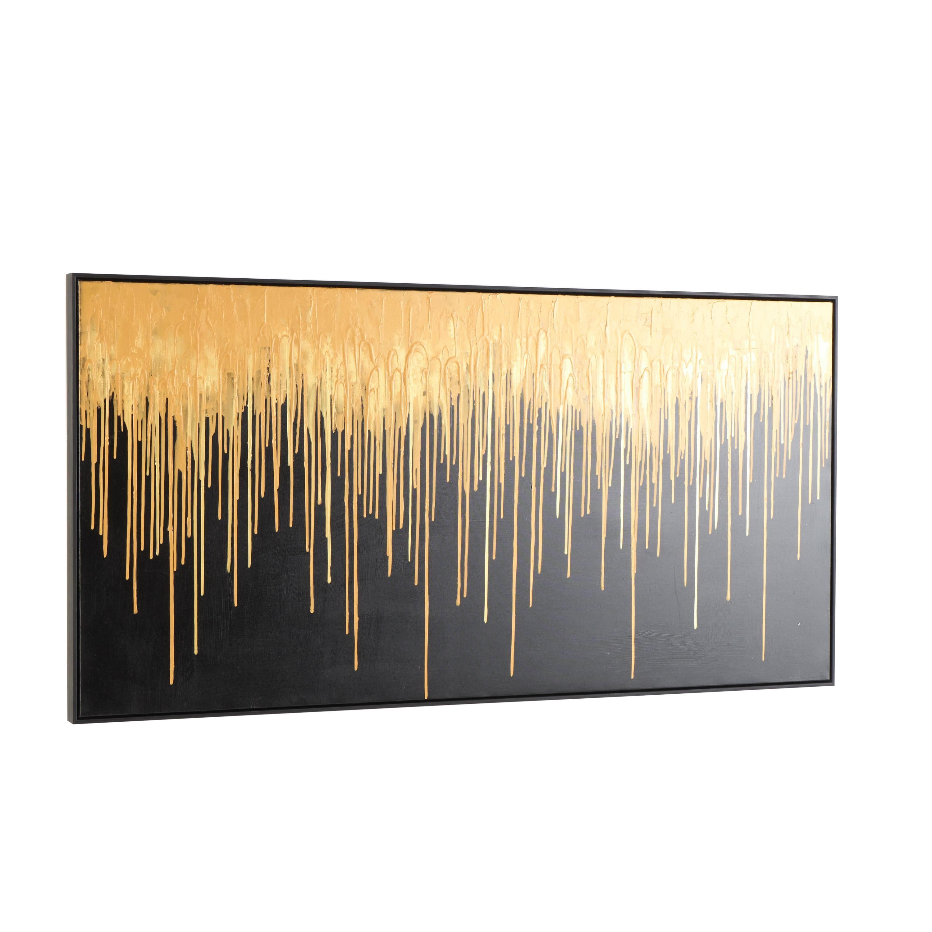 59" x 30" Melting Drip Abstract Framed Wall Art with Black Frame, by DecMode