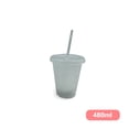 thumbnail image 4 of Inteprter Vaso para beber con tapa y pajita PP Vaso para beber con tapa Botella de plástico reutilizable para bebida fría Café Jugo Batido Mostrada Blanco 480ml Inteprter HA007952-12, 4 of 6