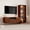 AC-S: Brown 78.7" Cabinet Set, variant on Mid Century Modern 78.7'' Walnut Finish Media Console for TVs up to 55'', Wood Entertainment Center Includes TV Stand with Storage and Glass Display Shelves with Lights for Living Room and Bedroom