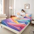 thumbnail image 3 of Castle Fairy Pastel Wave Mountain Print King Sheets 4pcs,Flowing Layer Hill Sky Abstract Art Bedding,Pink Teal,1 Fitted Sheet,1 Flat Sheet and 2 Pillowcases, 3 of 6