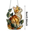 thumbnail image 3 of 3.54'' Colorful Cat Window Hanging Suncatcher, 2D Acrylic Ginger Cat on Leaves Pendant, Whimsical Cat Mom Memorial Gift for Birthday Xmas, Cute Animal Ornament for Bedroom Living Room Decoration, 3 of 6