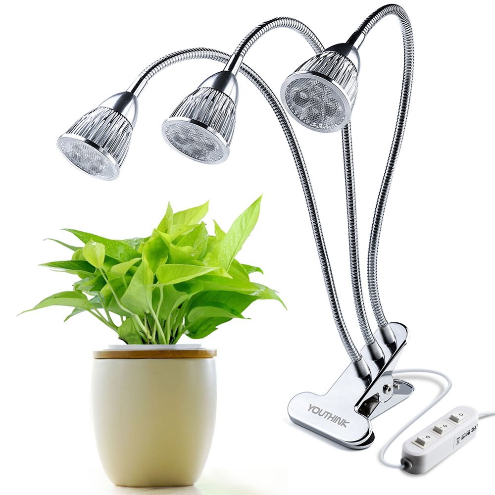 HERCHR 10W Dual Head Led Grow Light Plant Growth Gooseneck