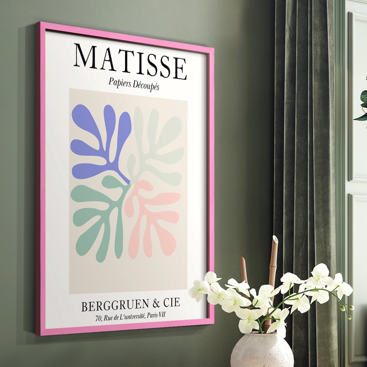 Matisse DIV Framed Print in Pink Solid Wood Framed Print No Nail Hanging