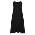 thumbnail image 4 of SMihono Cotton Linen Maxi Dress for Women Summer Boho Casual Beach Dresses Sleeveless Solid Long Dress Vacation Outfits Black XXXXXL, 4 of 8