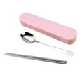 thumbnail image 2 of Hi,Fancy Portable Chopsticks Spoon Set Stainless Steel Student Office Cutlery with Storage Box, Smile, Pink, 2Pcs, 2 of 8
