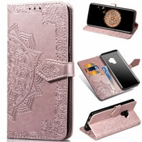 Galaxy S9 Wallet Cases and Covers, Allytech Slim Premium PU Flip Stand Cover Mandala Embossed Full Body Protection with Card Holder Magnetic Closure for Samsung Galaxy S9 Phone, Rosegold
