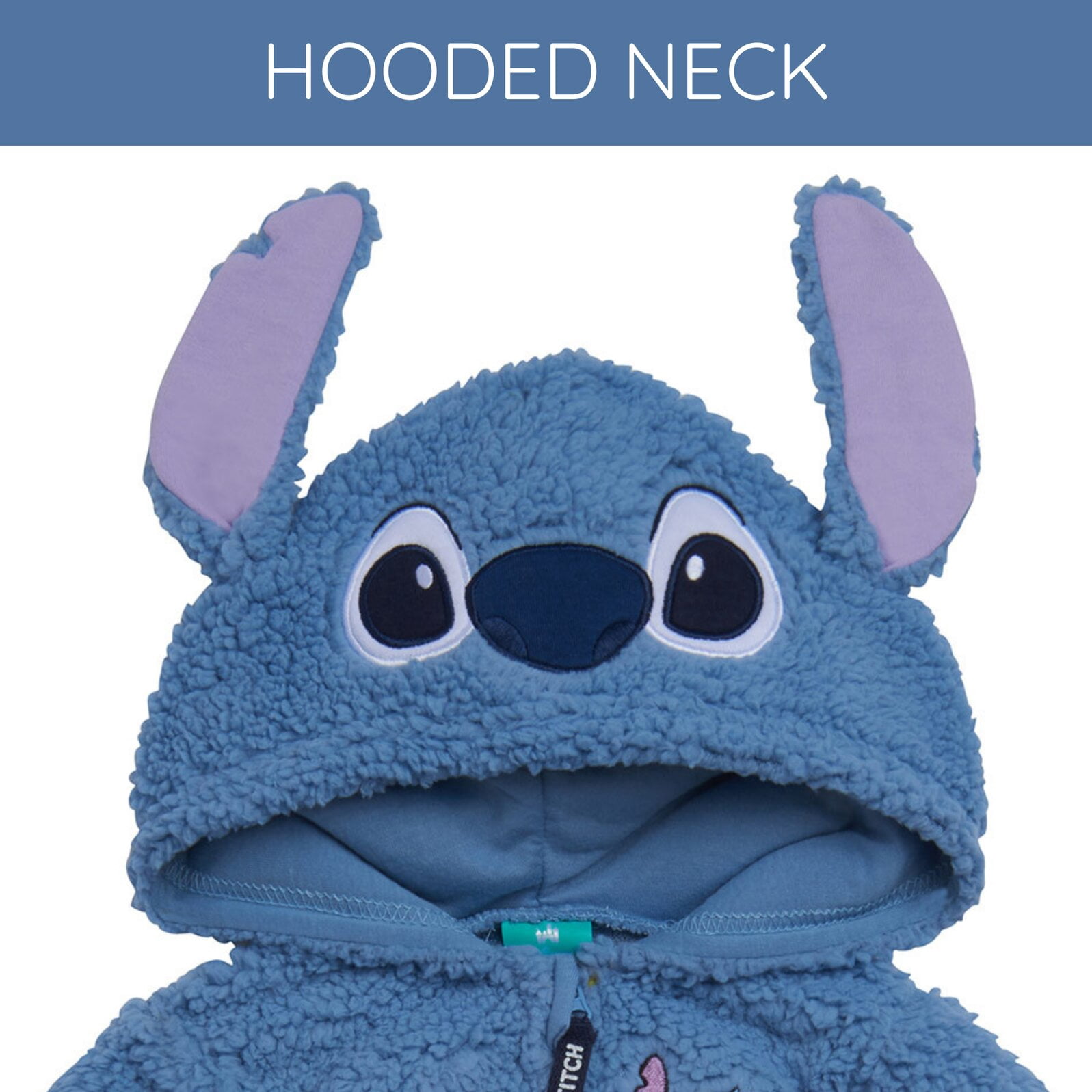 Disney Lilo & Stitch Baby Boys' Cosplay Hooded One Piece Light Blue Stitch