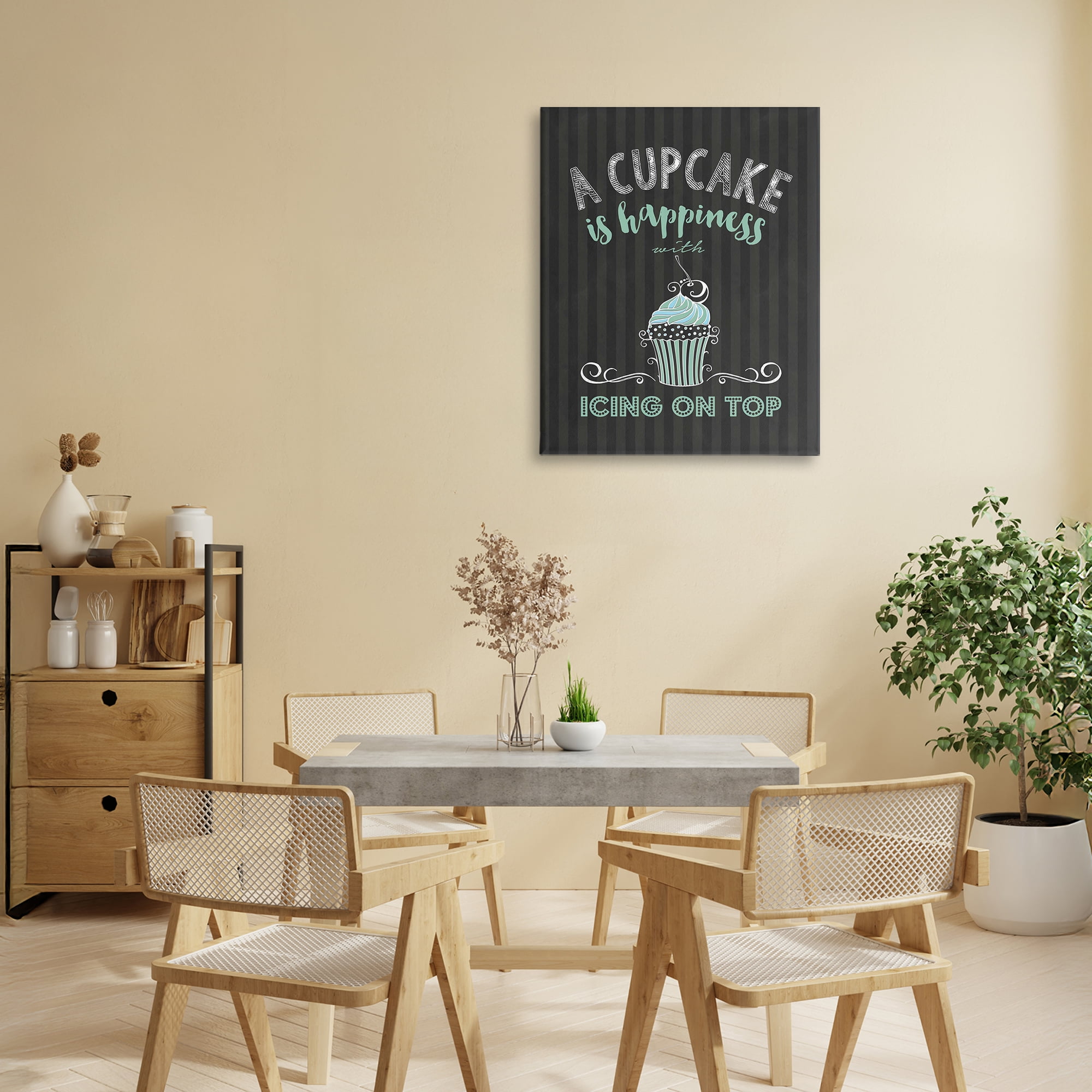 Cupcake Is Happiness with Icing Canvas Wall Art, design by Lettered and Lined