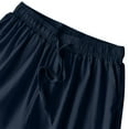 thumbnail image 5 of wcjm Navy Women's Casual Solid Retro Plus Size Cotton Button Shirt High Waist Loose Pocket Long Pant Suit, 5 of 6