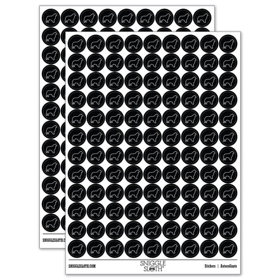 Australian Shepherd Dog Aussie Outline 200 Round Stickers - Black - Gloss Finish - 0.50" Size