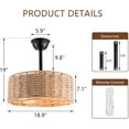 thumbnail image 2 of Maxax 19" Boho Caged Ceiling Fan with Light, Rattan Chandelier Ceiling Fan with Lights and Remote Control, 6 Speeds Reversible Timing Fandelier Ceiling Fan with Lights for Bedroom, Living Room, 2 of 7