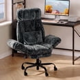 thumbnail image 6 of Bestier Big and Tall Executive Office Chair with Massage and Footrest Ergonomic Computer Desk Chair Reclining High Back Plush Velvet Swivel Chair with Lumbar Back Support, Charcoal Gray, 6 of 12