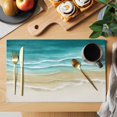 thumbnail image 2 of Turquoise Summer Beach Coastal Placemats Set of 4, Nautical Beige Seaside Placemats for Dining Table, Place Mats for Kitchen Tabletop, Waterproof Wipeable Dining Table Mats Set, 2 of 9