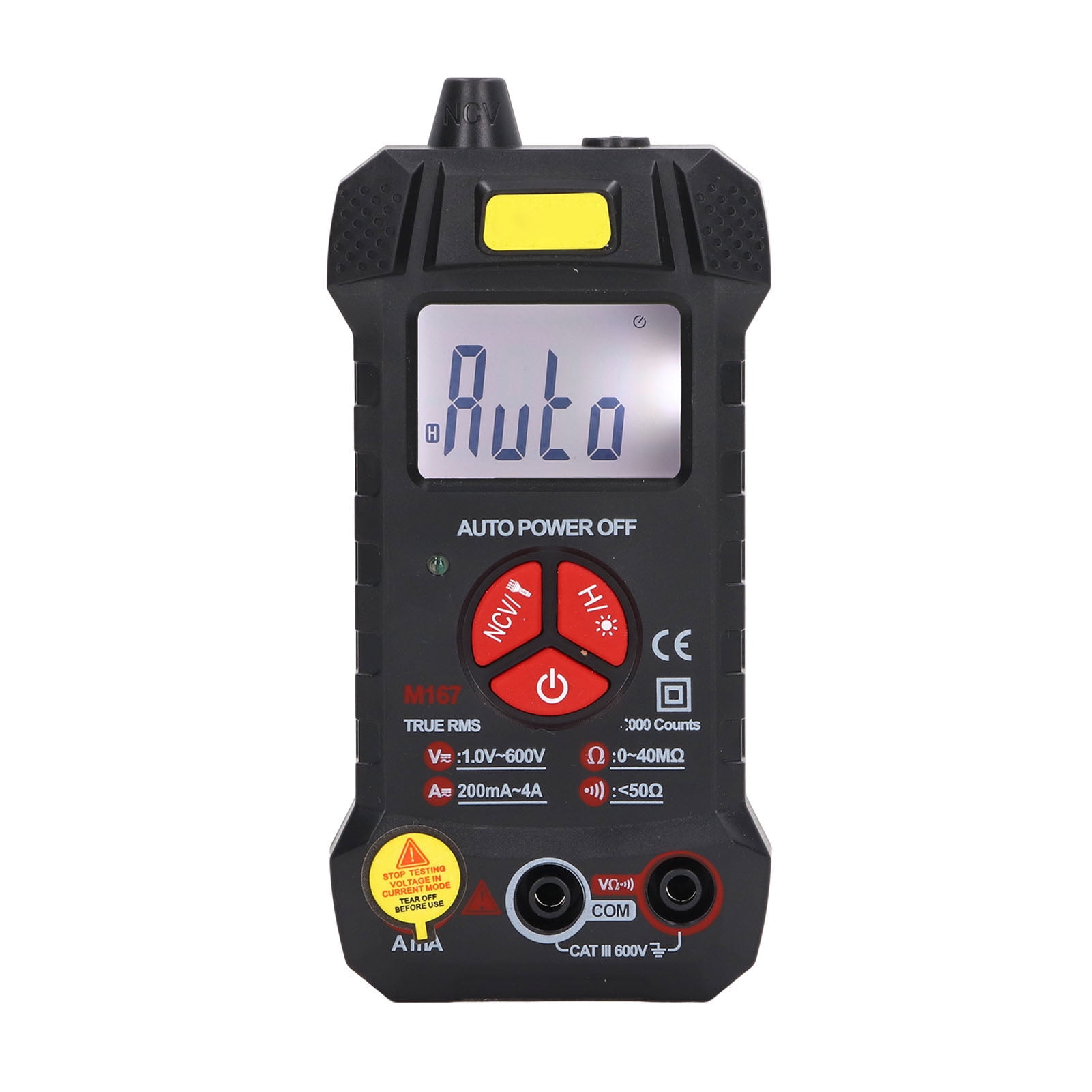 Multimeter, Voltmeter Automatic Recognition Black ABS With Flashlight