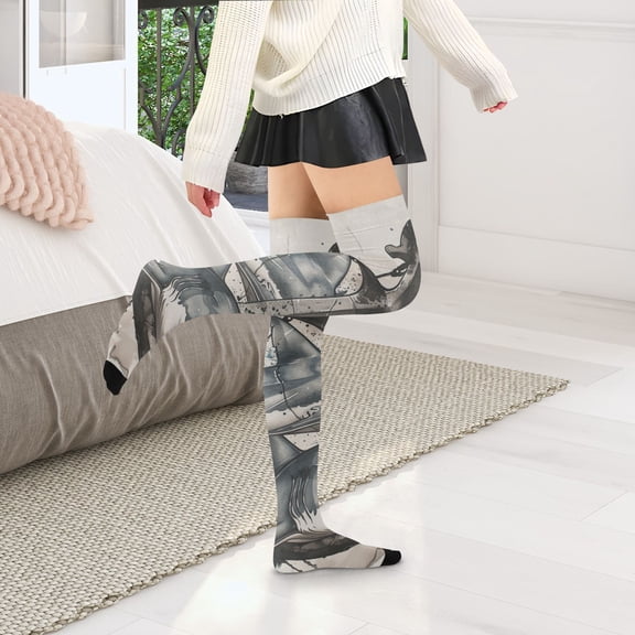 Sharks Anchors Womens Thigh High Stocks Over Knee High Socks Thigh Tigh Boot Stockings