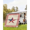 thumbnail image 4 of 4th of July RV Awning Sun Shade Screen 9'X7' Patriotic Stars Mesh Sunscreen American Flag Red Stripes Vintage Awning Shade Screen with Zipper UV Blocker Completed Kits for RV Motorhome Camper, 4 of 7