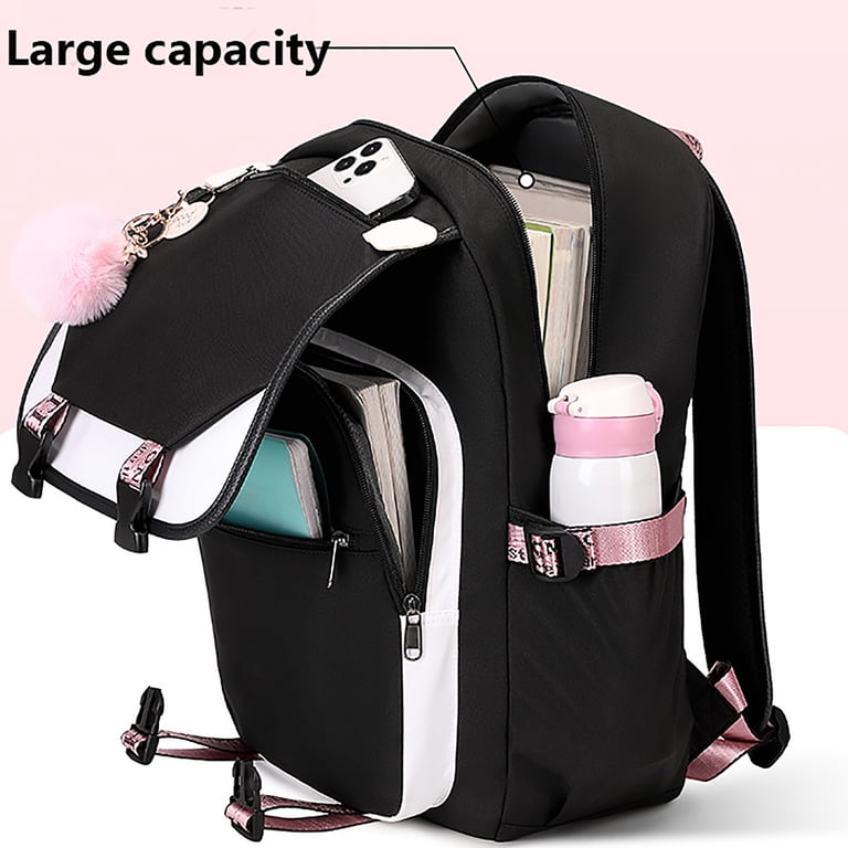 best big laptop backpack large highschool for Girls with Accessories Bookbags 16 Inch Kawaii Kids Elementary Middle High School Bag College Travel Daypack Gifts for Teens Women Students (Black) : Electronics men and women. BJLFS Casual Daypack Large upgraded
