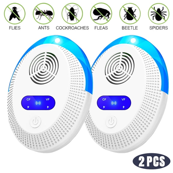 Ultrasonic Pest Repeller Pack of 2, Pest Control Ultrasonic Repellent Electronic Insects Rodents Repellent for Mosquito, Mouse, Cockroaches,Rats,Bug, Spider, Ant, Flies