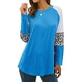 thumbnail image 5 of Nlife Women Stripes Leopard Print Crew Neck Long Sleeve Top, 5 of 11