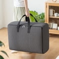 thumbnail image 1 of Bolsa de almacenamiento de tela a rayas de gran capacidad para mudanzas, ideal para organizar colchas, ropa, artículos de primera necesidad y otros objetos de almacenamiento., 1 of 6