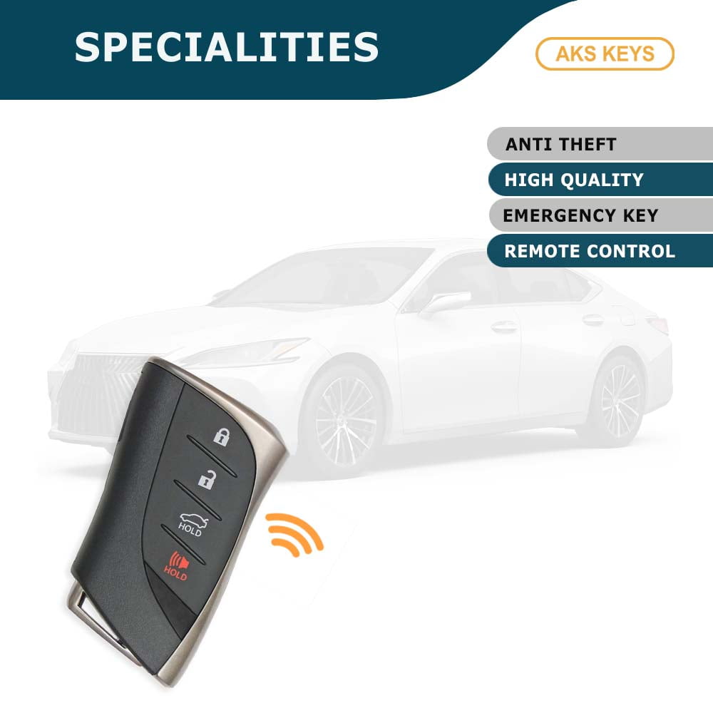 AKS KEYS Replacement for Lexus Smart Key 4 Buttons with Trunk Fob That Uses FCC HYQ14FBZ and Part Number 8990H-06021
