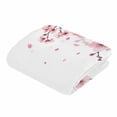 thumbnail image 5 of Pink Blossom Flannel Blanket for Bed,Travel and Camping, Spring Ink Painting Branch Petal Super Soft Cozy Blanket for All Seasons 50"x60", 5 of 7