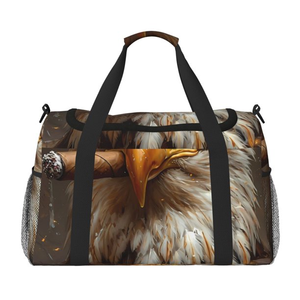 Fotbe Funny Bald Eagle Bolsa de Viaje con Estampado, Bolsa de Fin de Semana para Mujer con Compartimento para Zapatos, Bolsa de Gimnasio con Bolsillo Húmedo