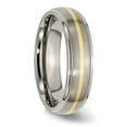 thumbnail image 4 of Chisel Titanium Brushed Center with 14k Gold Inlay 6mm Ridged Edge Band, 4 of 7