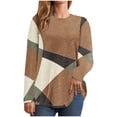 thumbnail image 1 of FAIWAD Women's Long Sleeve Tunic Tops Round Neck Color Block Plus Size Comfy Pullover Tops, 1 of 5