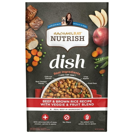 “ Best by 11/19/25”Rachael Ray Nutrish Dish Beef & Brown Rice Recipe With Veggie & Fruit Blend Dry Dog Food  23 lb. Bag