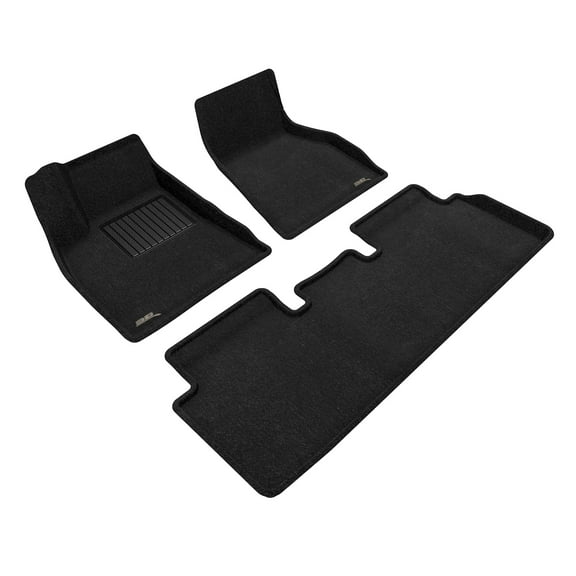 3D MAXpider Custom Fit Elegant Floor Mat (Black) Compatible with Tesla Model S 2020-2021 - Full Set