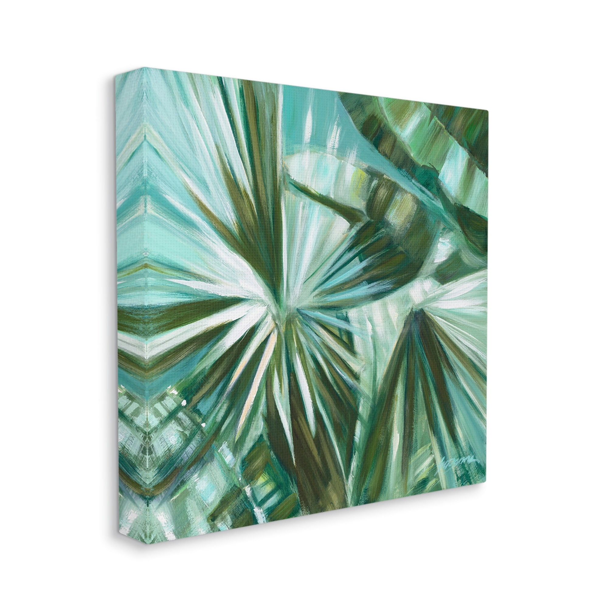 Stupell Industries Tropical Plant Leaves Abstraction Botanical & Floral Painting Gallery Wrapped Canvas Print Wall Art