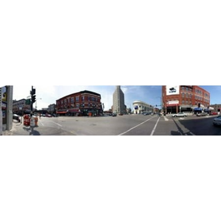 Wicker Park Bucktown Chamber Of Commerce Buildings in a city Wicker Park and Bucktown Chicago Illinois USA Stretched Canvas - Panoramic Images (44 x 10) ()