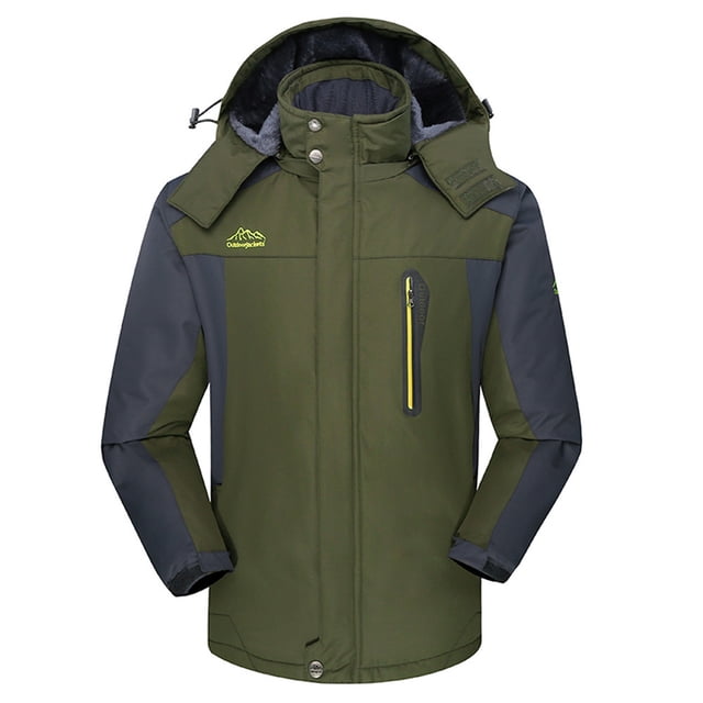 LSLJS Mens Manteau d'Hiver Épais en Velours à Capuche Protection contre le Vent Extérieur (Vert Armée, XXXXXL)
