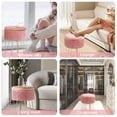thumbnail image 3 of Velvet Round Storage Ottoman, Modern Foot Stool Vanity Stool with Metal Legs & Tray Top Coffee Table, Ottoman with Storage for Living Room Bedroom (Pink), 3 of 7