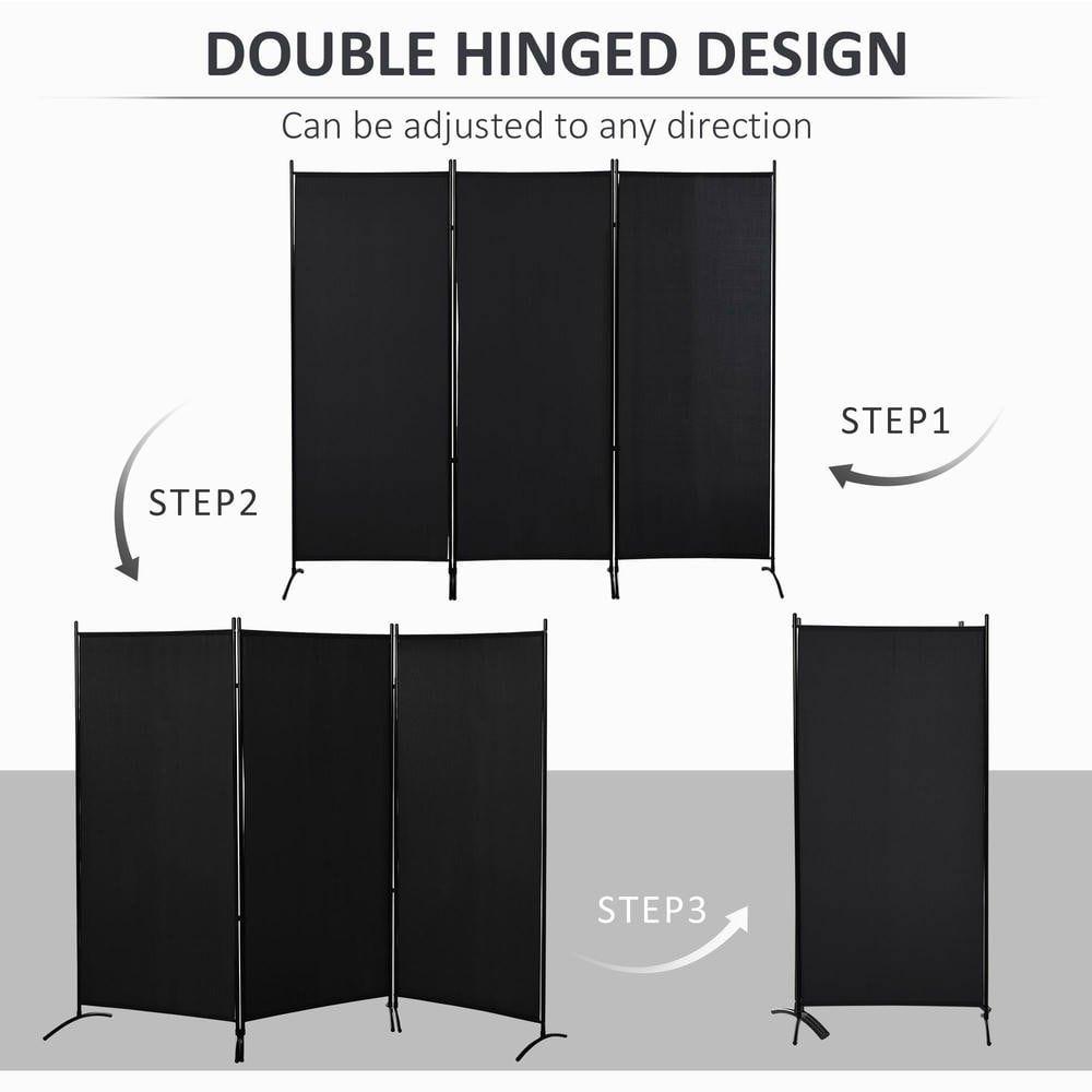 Resenkos 6ft 3-Panel Room Divider - Indoor Privacy Screen for Home, Black