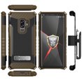 thumbnail image 3 of Case with Clip for Galaxy S9 Plus, Brown Tri-Shield Rugged Hybrid Cover with Belt Hip/Holster Combo [with Magnetic Kickstand] and [Bonus Lanyard Wrist Strap] for Samsung Galaxy S9+ (SM-G965), 3 of 6