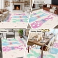 thumbnail image 5 of 5x8 Area Rugs for Living Room, Happy Easter Non Slip Area Rugs for Kitchen Bedroom Entryway, Colorful Bunny Love Heart Rabbits Retro Pink Washable Carpet Runner Rug Floor Mats for Bedroom Home Decor, 5 of 8