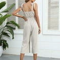 thumbnail image 6 of Women's Summer Sleeveless Tie Shoulder Strap Jumpsuit Dressy Casual Striped High Waist Wide Leg Capri Pants Romper, 6 of 7