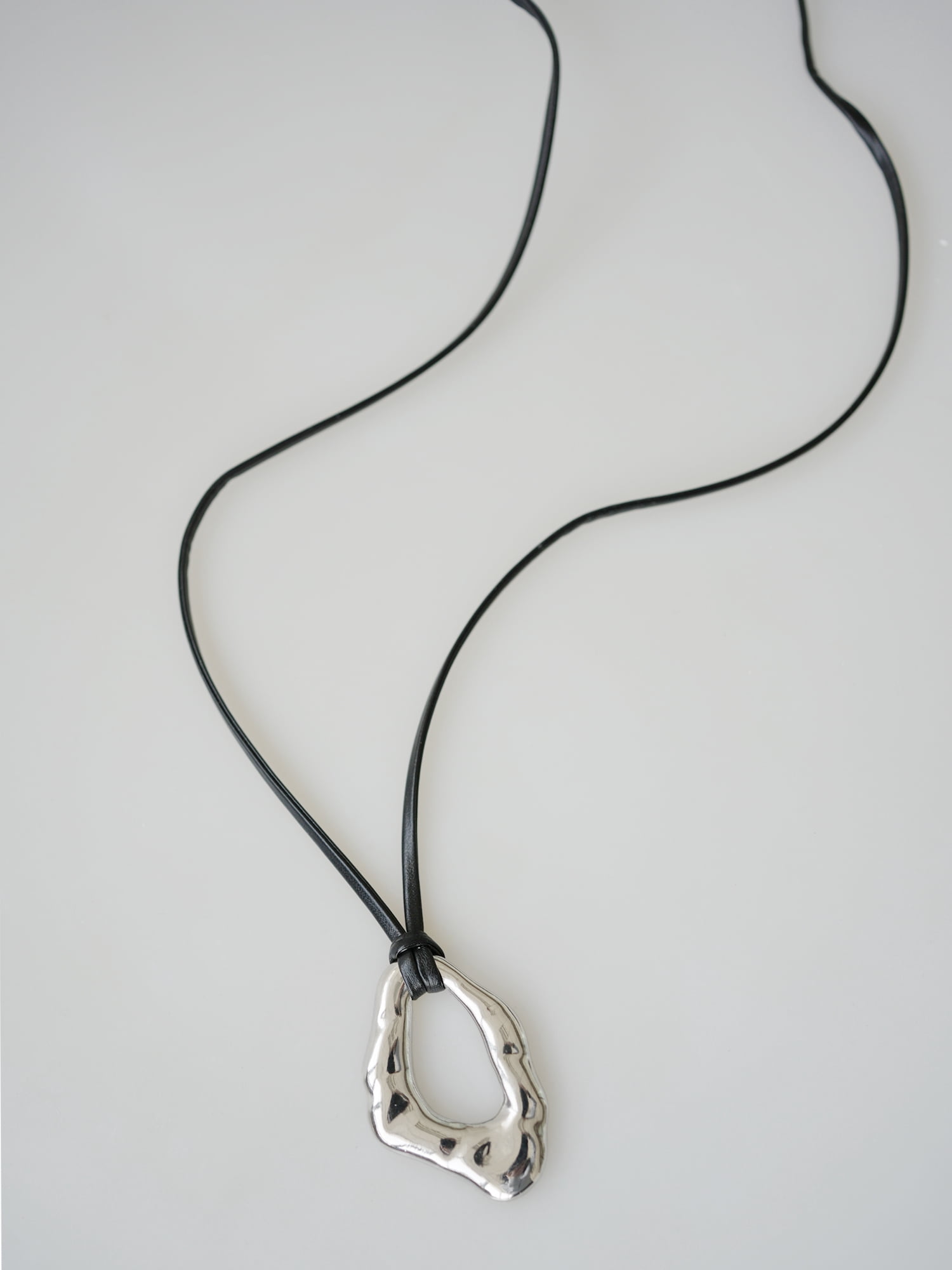 Time and Tru Women's Faux Leather Necklace with Silver-Tone Pendant