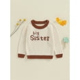 thumbnail image 4 of Aojekbee Toddler Girls Sweater Letter Embroidery Contrast Color Long Sleeve Pullovers Fall Winter Kids Clothes Baby Jumpers Tops, 4 of 10