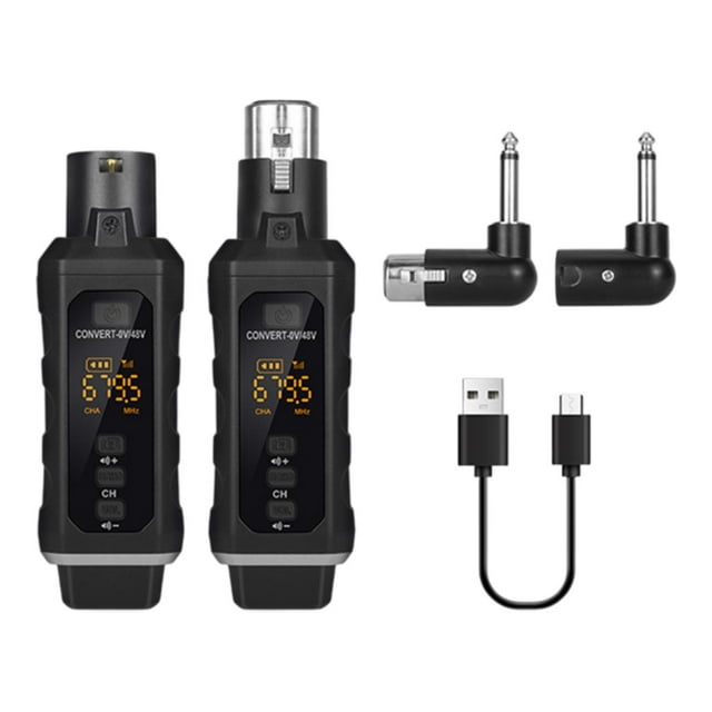 Transmisor de audio y receptor XLR y receptor de 48V transmisor de guitarra y receptor para el micrófono de condensador micrófono dinámico con 1 transmisor