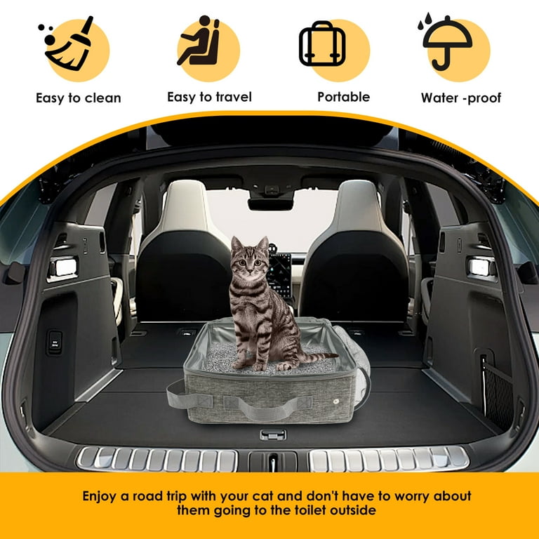 Ikoopy Portable Cat Litter Box with Zipped Lid Foldable Travel