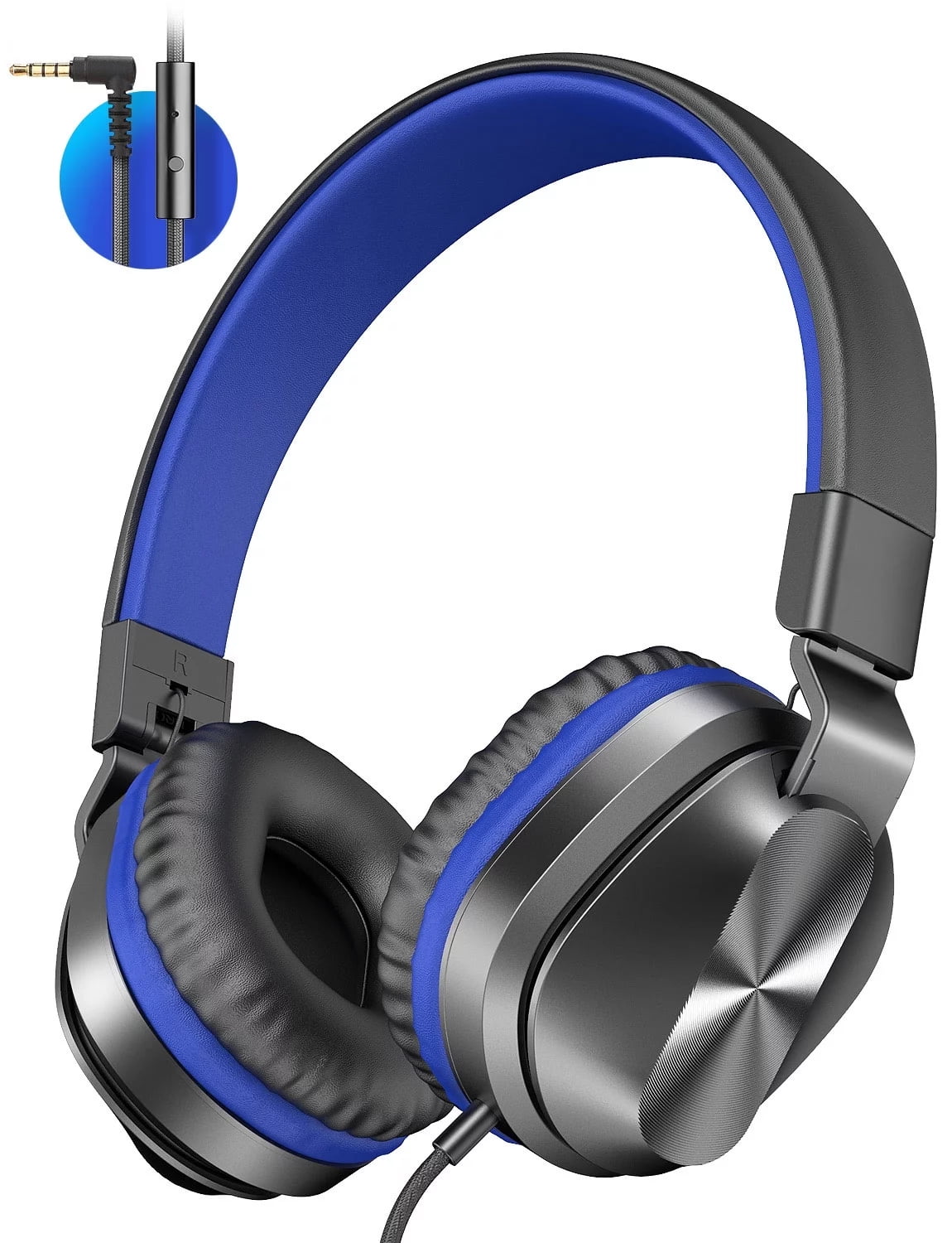 2Pcak Kids Headphones, Wired On-Ear Headphones for Girls Boys with MIC, Tangle-Free 3.5mm Jack Foldable Stereo Headphones for School/Tablet/Travel