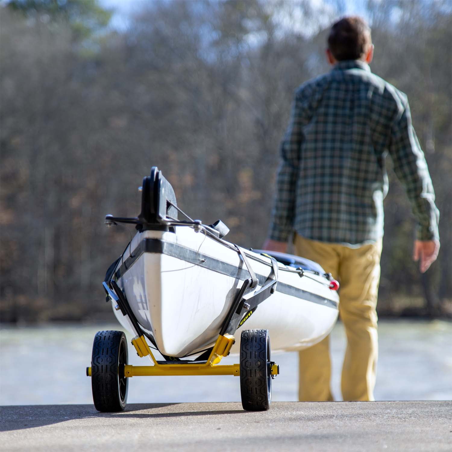 Suspenz Kayak Canoe Stern Cart, EZ-Stow Transport Trolley, Straps, Lightweight, Compact, 130lb Capacity
