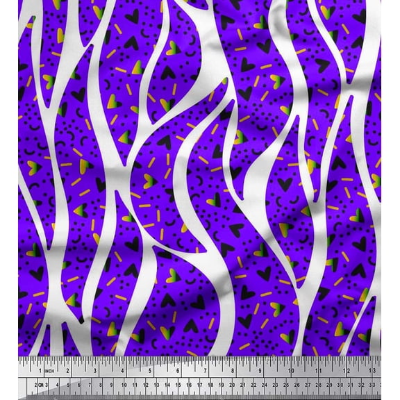 Soimoi Cotton Duck Fabric Heart,Dot & Leaves Fabric Prints by Yard 42 Inch Wide