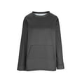 thumbnail image 5 of lcziwo Gray Womens Sherpa Lined Sweatshirts with Kangaroo Pocket Solid Casual Crewneck Pullover Long Sleeve Tops Fleece Warm Loungewear L, 5 of 7