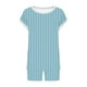 thumbnail image 4 of Pijama de cuello redondo y manga corta con estampado informal de moda para mujer con pantalones para el hogar Conjunto de top y pantalones de poliéster para mujer, 4 of 5